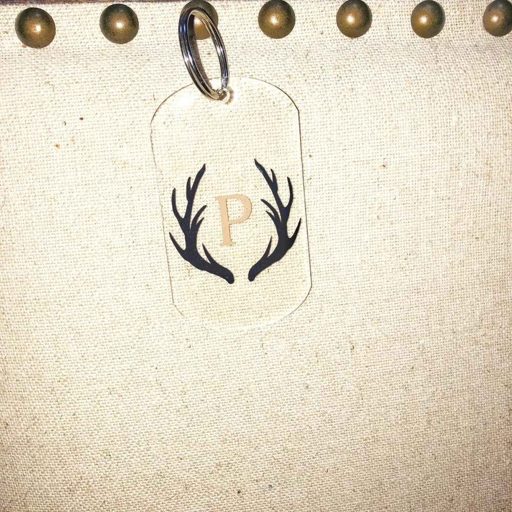 P monogrammed southern deer antler keychain